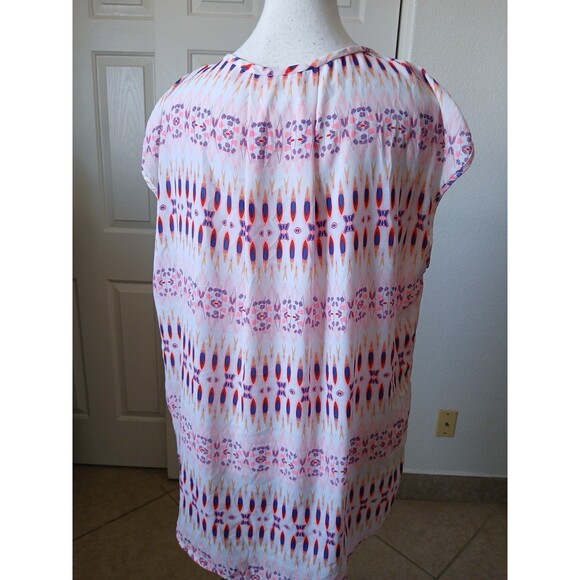 Stylus Women’s Semi Sheer Blouse V-neck Sleeveless High/Low Design Large Pink - Picture 2 of 12